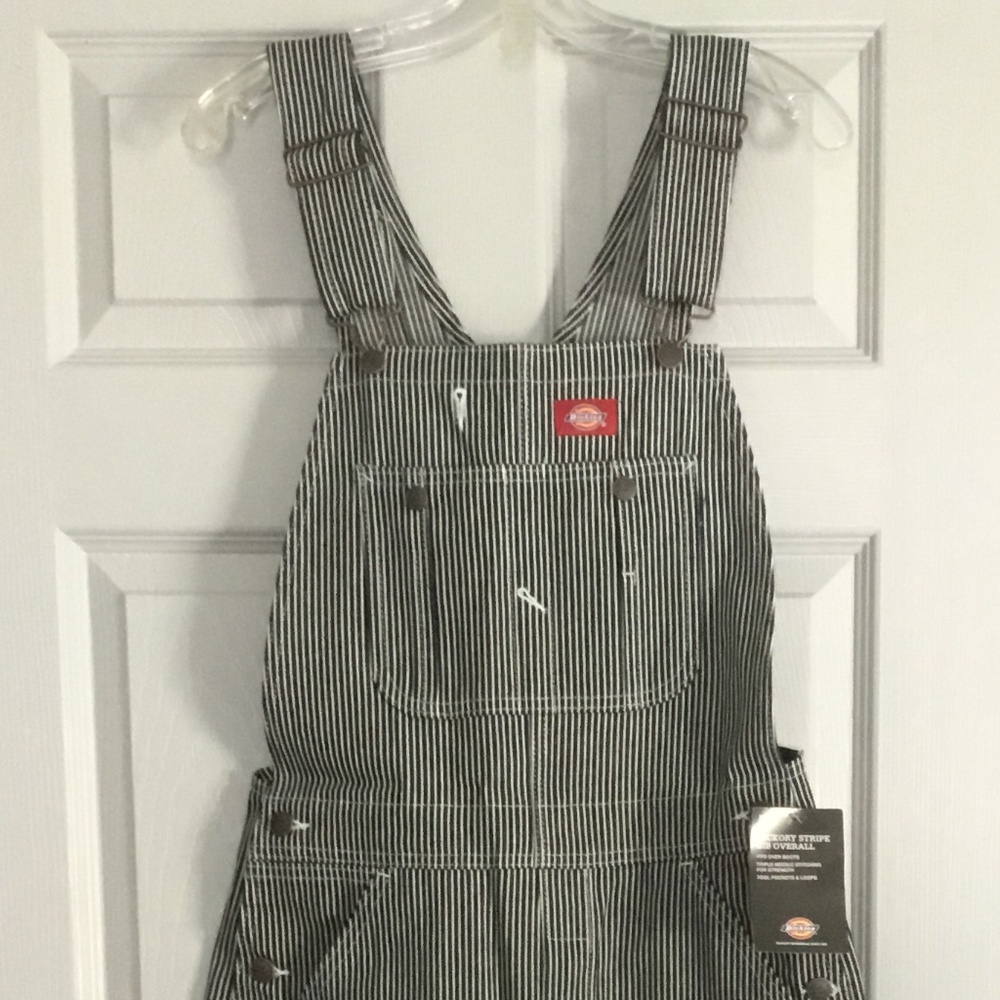 Dickies bib overalls hickory striped cotton unisex size 30 x 30 NWT - Picture 3 of 4